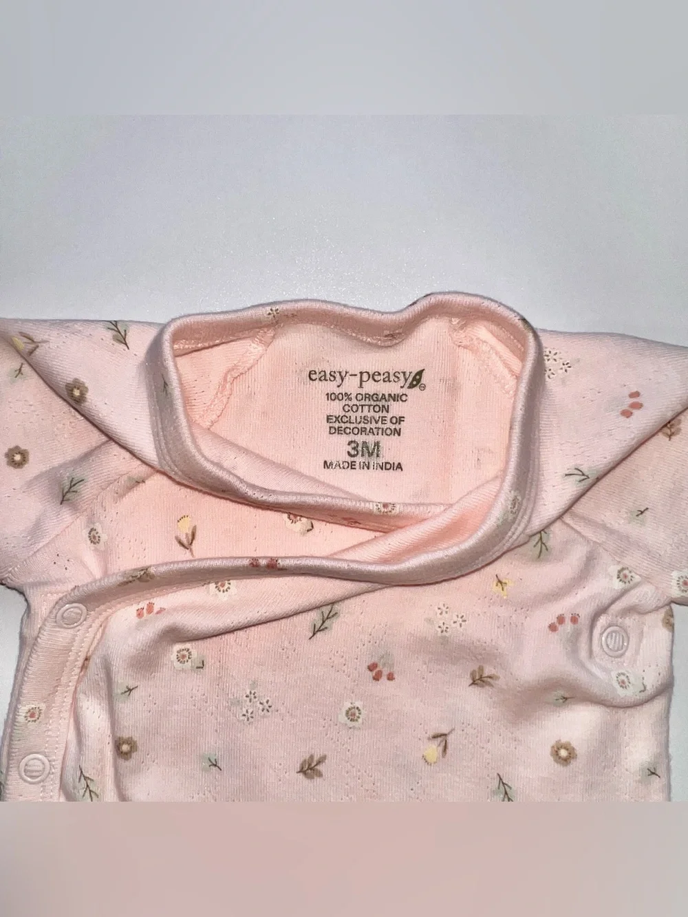 Easy-Peasy Organic Cotton 3-Piece Set Floral Printed Pink Baby Girl’s 3 Months